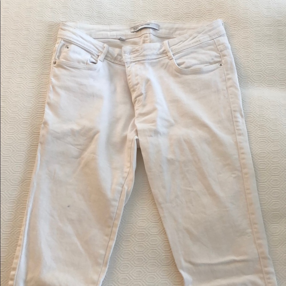 Zara raw hem white jeans